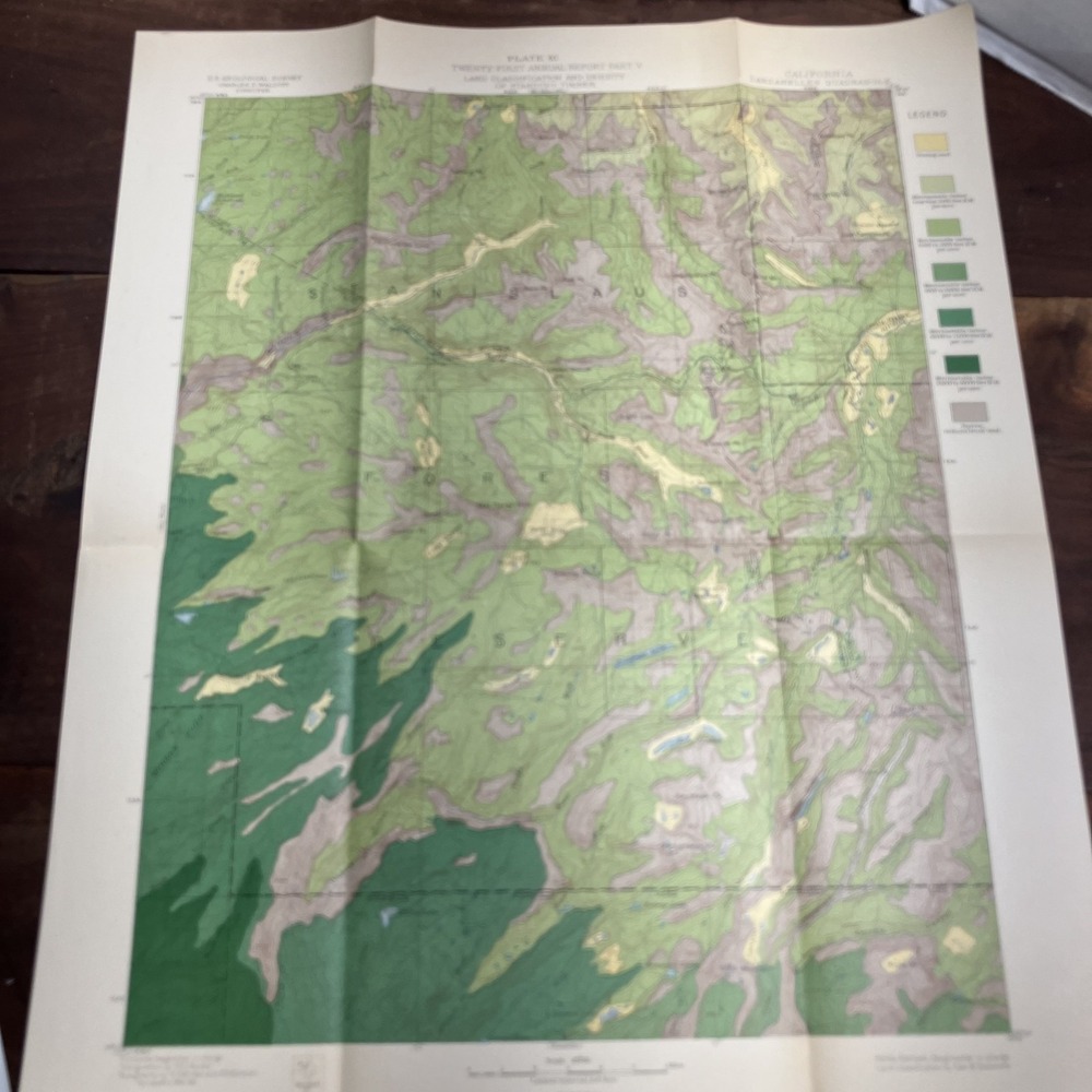Vintage USGS Map Dardanelles Quadrangle California 1890s Stanislaus Topographic